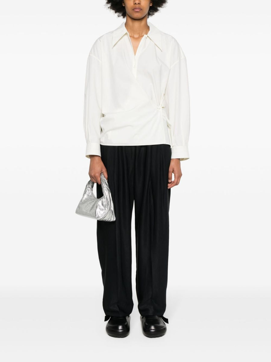 Studio Nicholson Pre Wool Wide Leg Trousers Midnight Blue Twill High Waist for Women Versatile Work to Evening Wear
