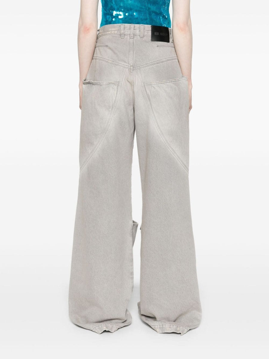 The Attico Wide Leg Denim Jeans Light Grey High Rise Fashion Forward Women Luxury Streetwear Ready