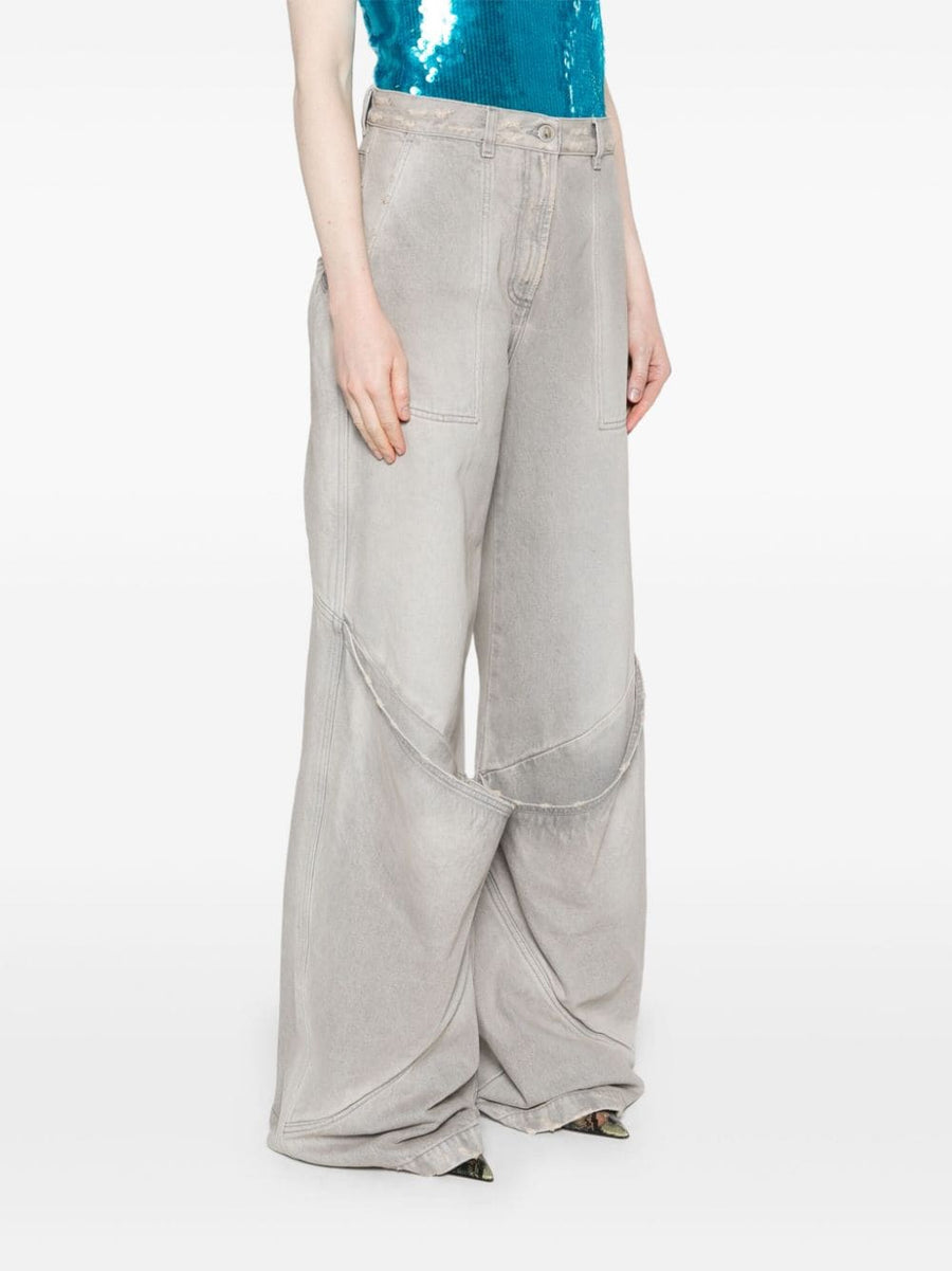 The Attico Wide Leg Denim Jeans Light Grey High Rise Fashion Forward Women Luxury Streetwear Ready