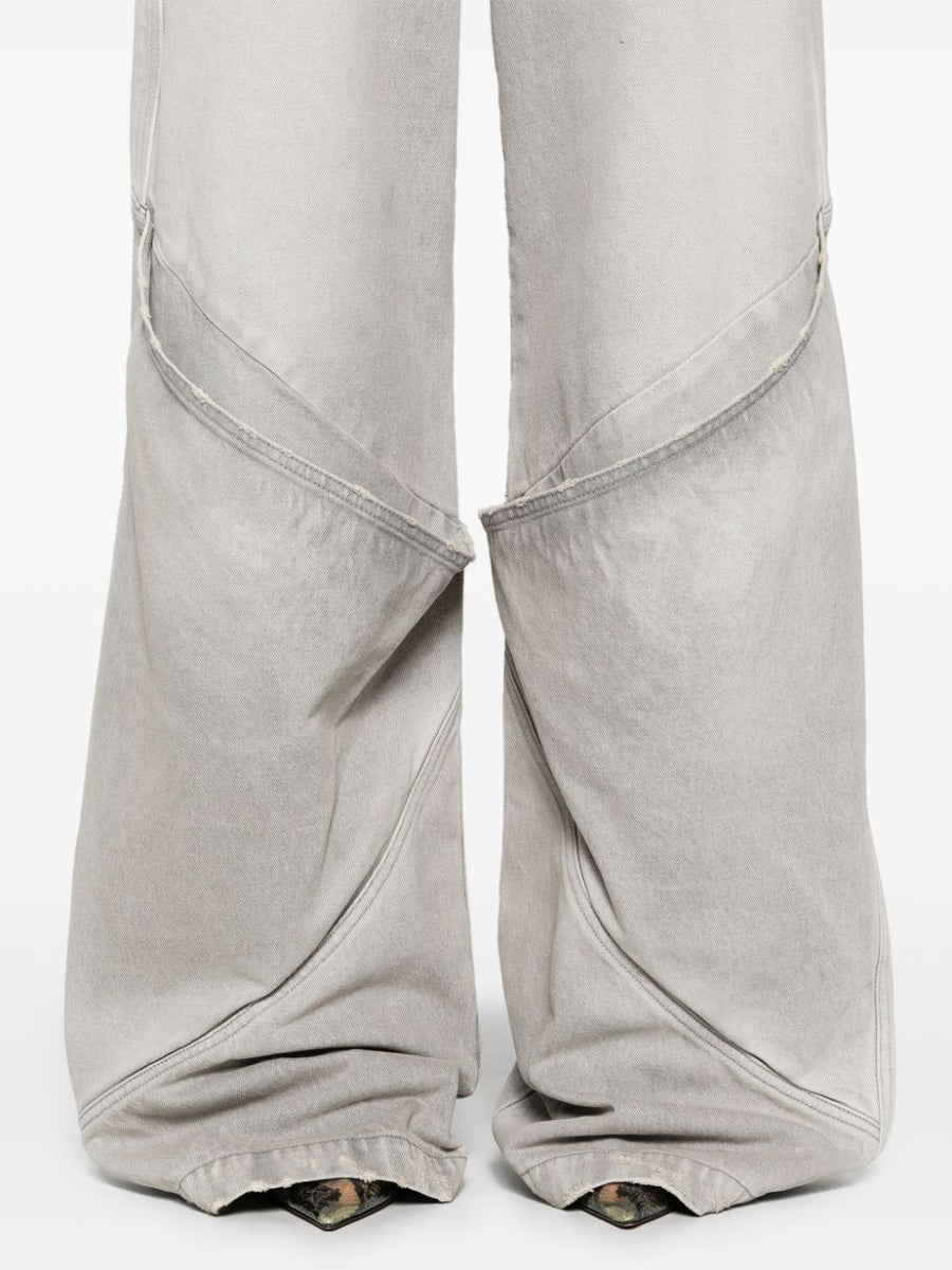 The Attico Wide Leg Denim Jeans Light Grey High Rise Fashion Forward Women Luxury Streetwear Ready
