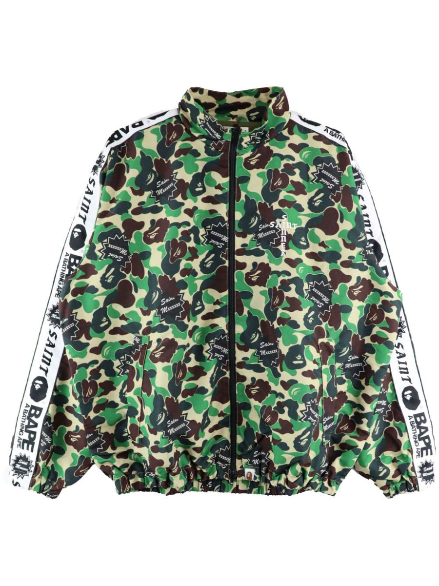 Saint Mxxxxxx Camouflage Print Jacket For Men Versatile Layer With Logo Tape Front Zip