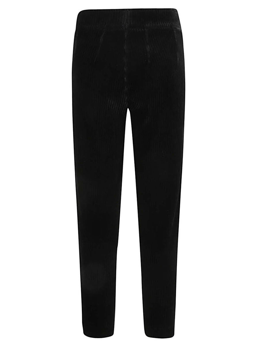 Avenue Montaigne Velvet Trousers Alex For Women With Wide Leg And Elastic Waist In Black Cotton