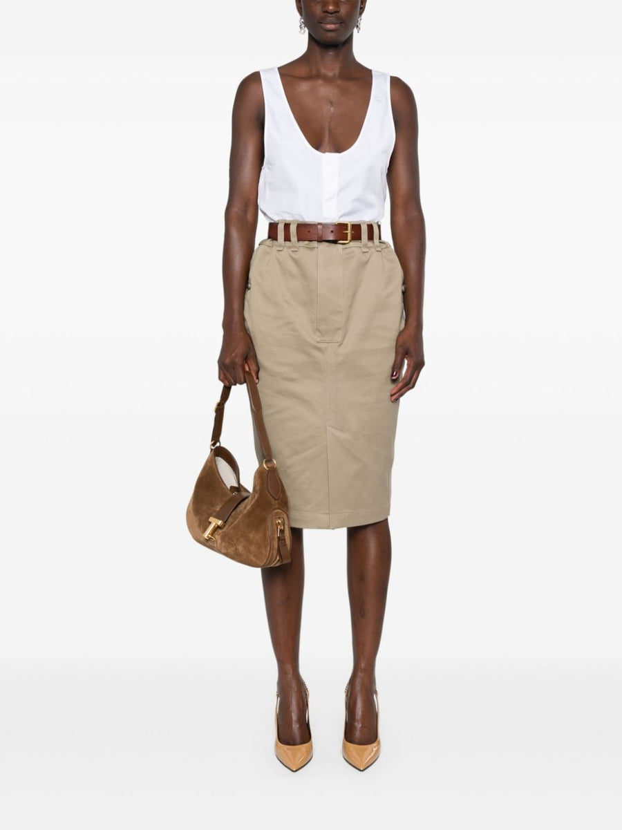 Saint Laurent Henley Tank Top For Women Semi Sheer White Cotton Poplin Essential