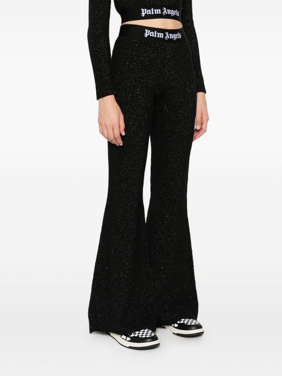 Palm Angels Logo lurex flared trousers