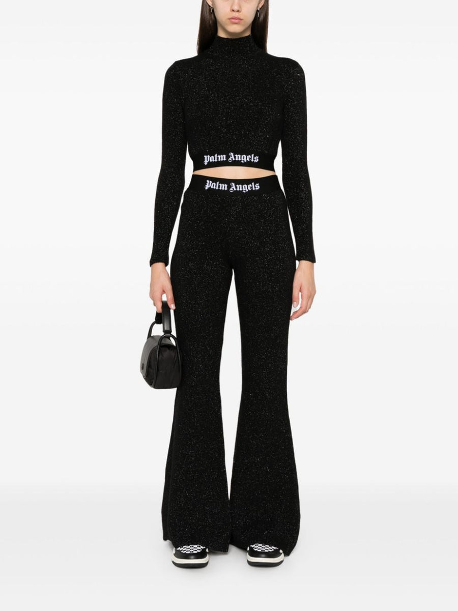 Palm Angels Logo lurex flared trousers