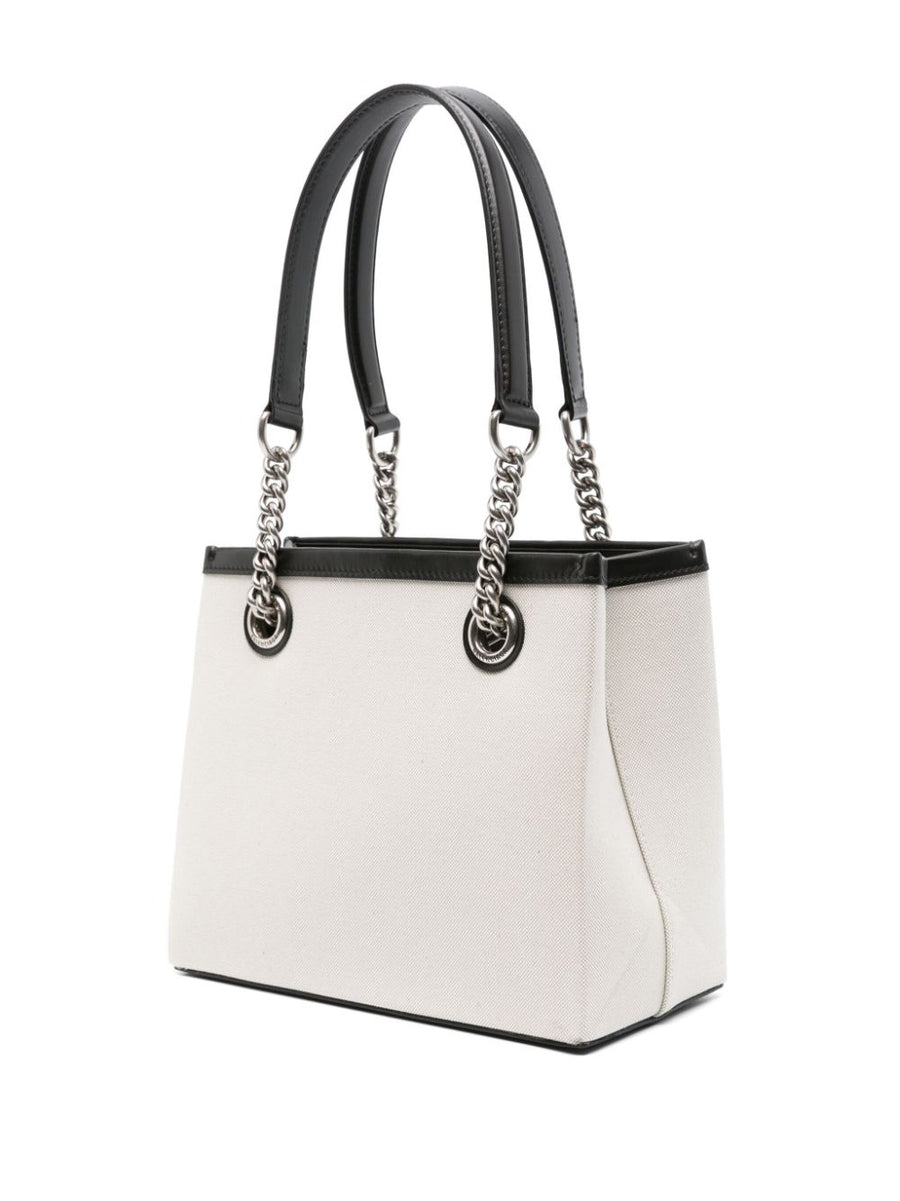 Balenciaga Small Duty Free Tote Bag Smart Compact Design For Women Canvas Tote With Leather Trim Front Logo