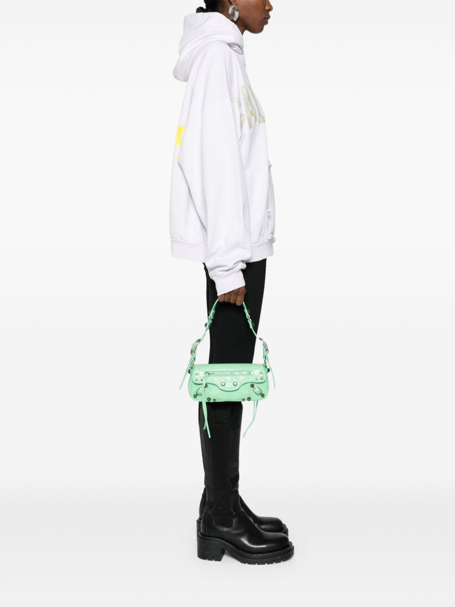 Balenciaga Le Cagole XS Green Leather Shoulder Bag Luxurious Magnetic Closure Adjustable Strap For Women
