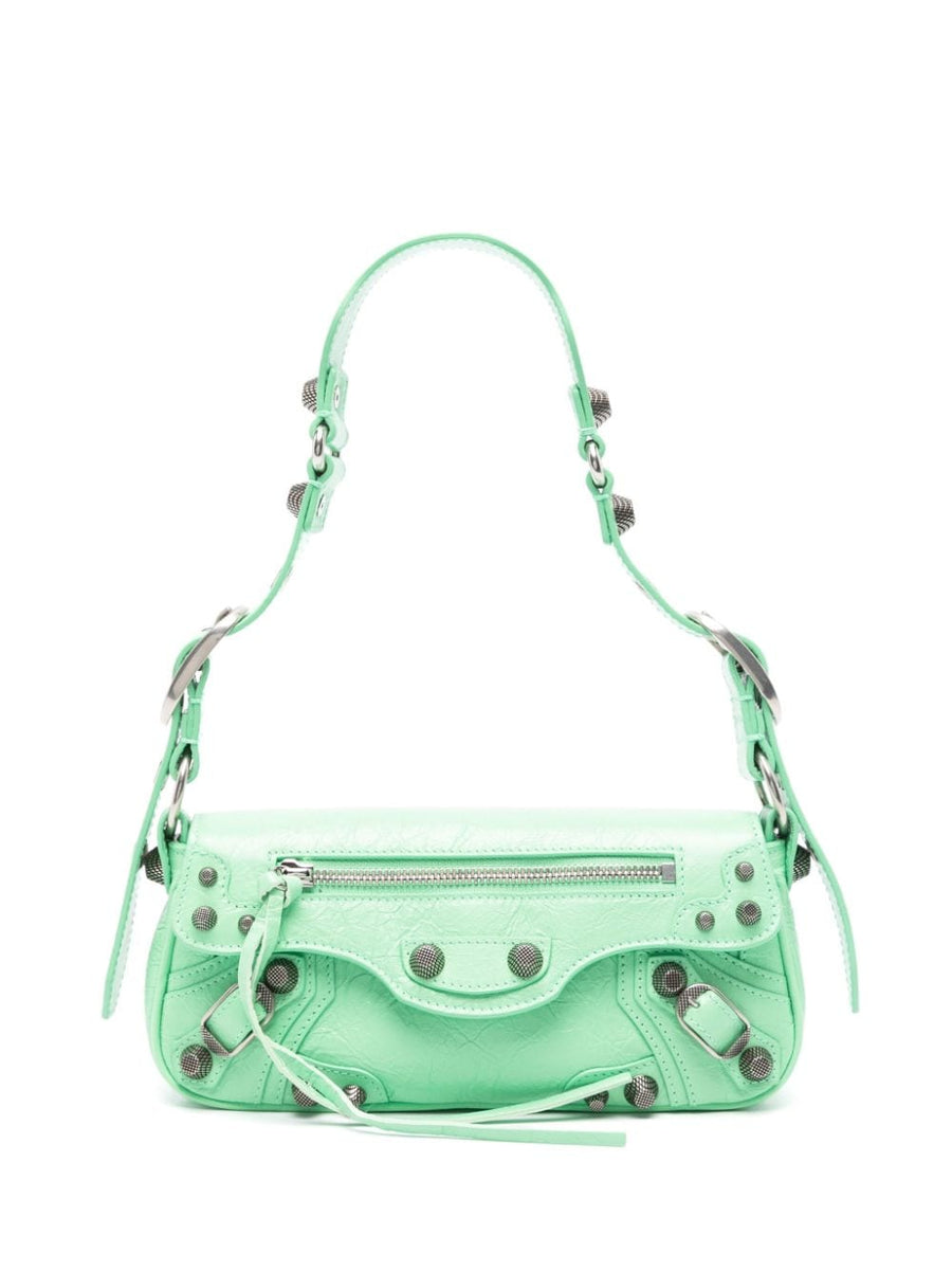 Balenciaga Le Cagole XS Green Leather Shoulder Bag Luxurious Magnetic Closure Adjustable Strap For Women