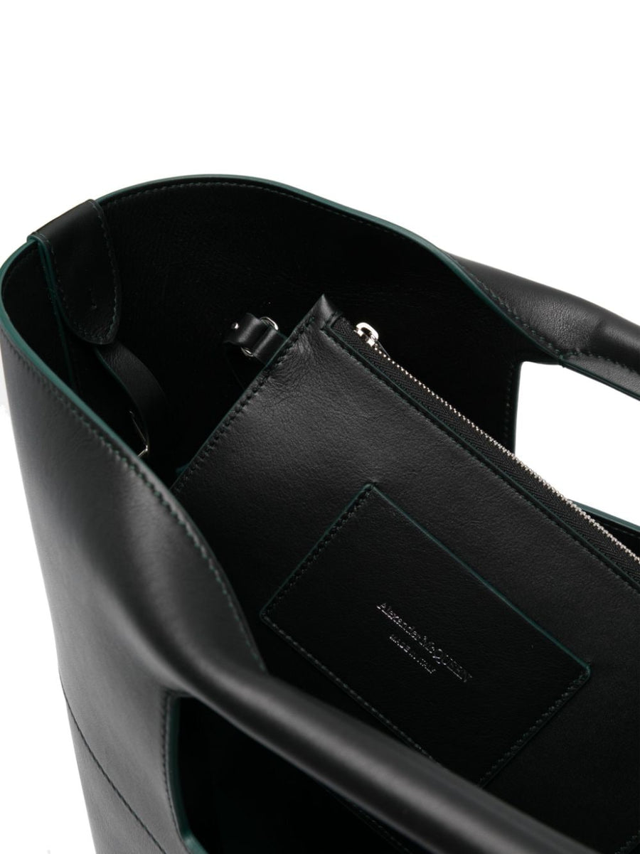 Alexander McQueen Square Tote Bag Black Calf Leather With Structured Silhouette For Everyday Luxury Women