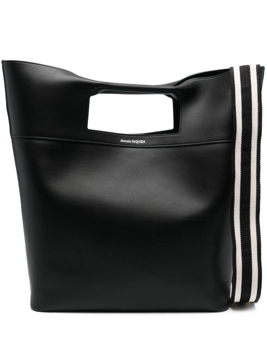 Alexander McQueen Square Tote Bag Black Calf Leather With Structured Silhouette For Everyday Luxury Women