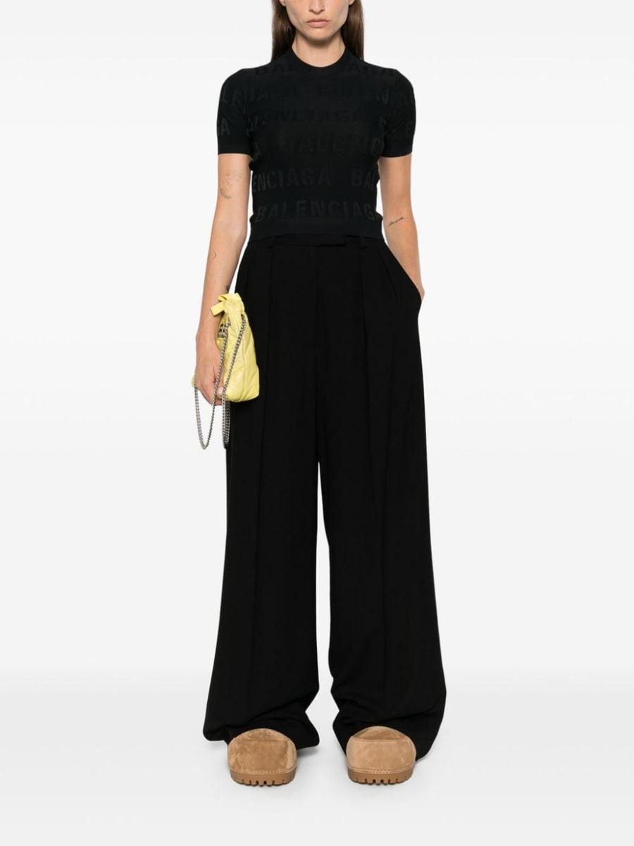 Balenciaga Jacquard Logo Crop Top For Women With Lightweight Allover Embroidery And Signature Branding