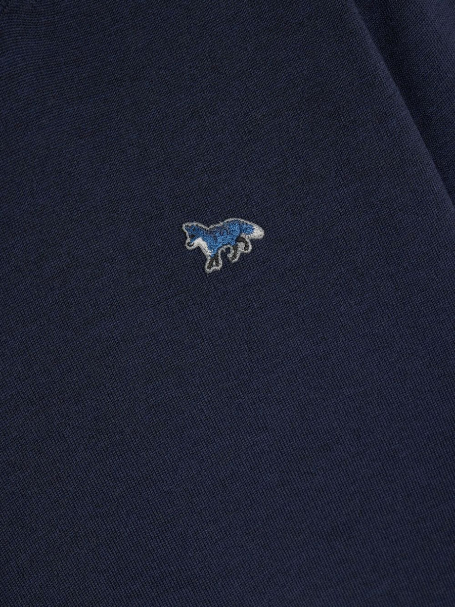 Maison Kitsuné Women Lux Merino Wool Jumper With Baby Fox Patch Navy Knit Top For Everyday Elegance