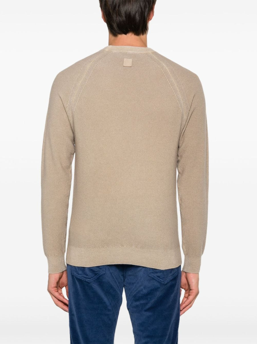 Jacob Cohen Cashmere Crewneck Sweater For Men Ultra Soft Everyday Luxury Taupe Grey