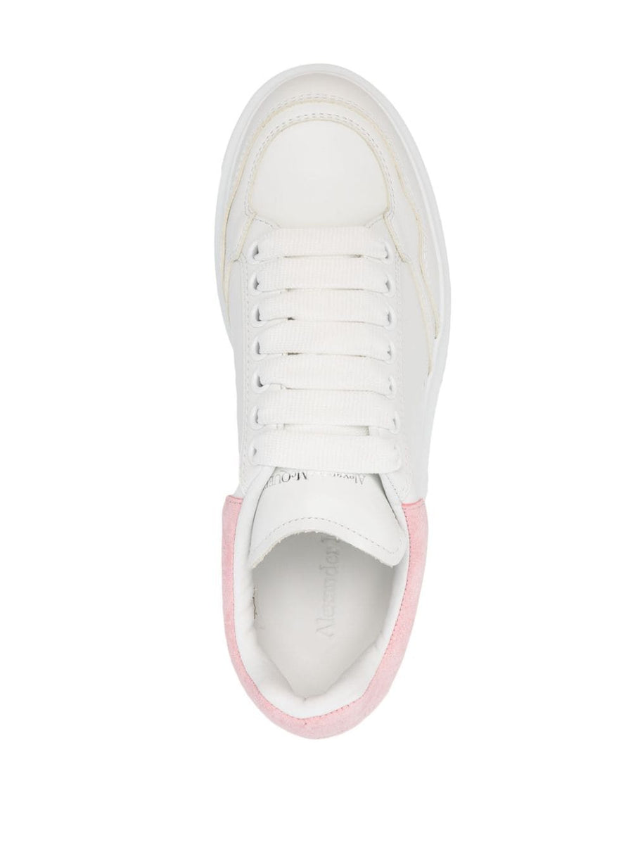 Alexander McQueen Oversized Leather Sneakers For Women White Pink Silver Calf Leather Panelled Luxury Everyday Wear