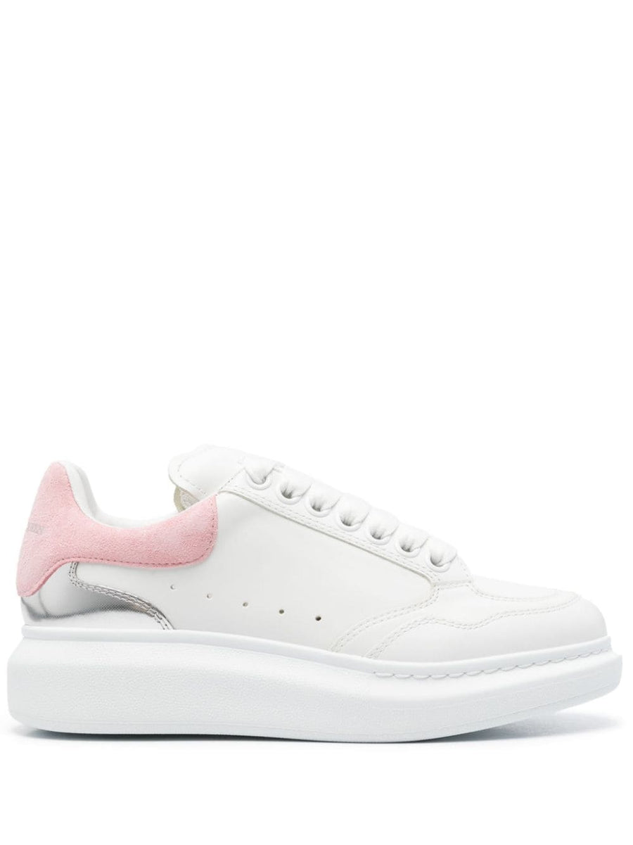 Alexander McQueen Oversized Leather Sneakers For Women White Pink Silver Calf Leather Panelled Luxury Everyday Wear