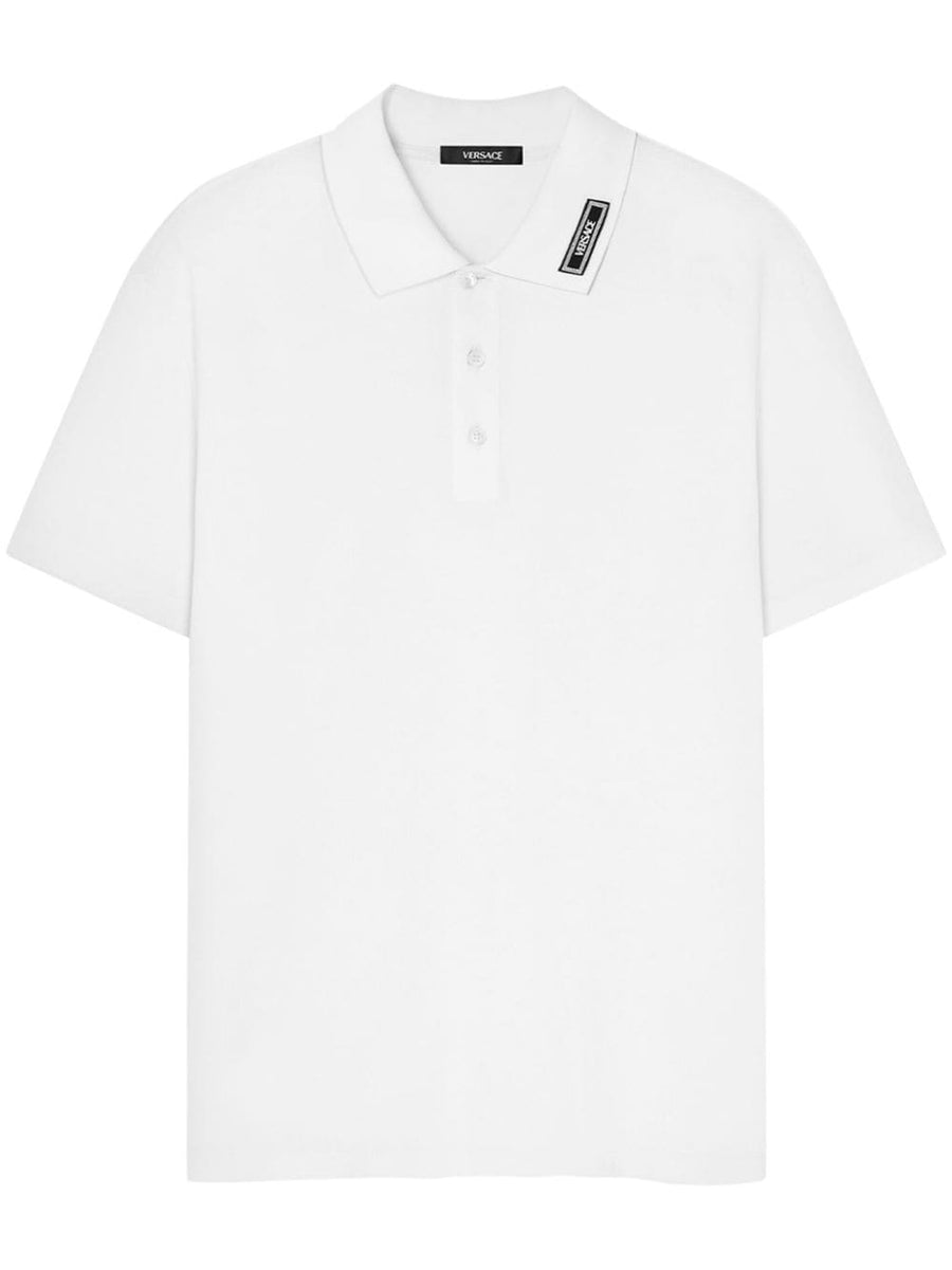 Versace 90s Logo Polo Shirt for Men Premium Piqué Polo with Front Button Logo Patch