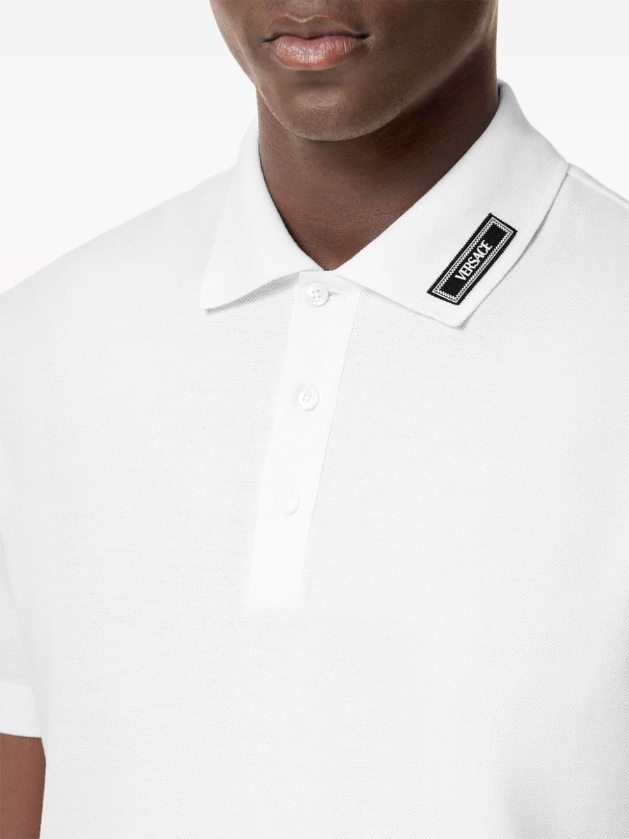 Versace 90s Logo Polo Shirt for Men Premium Piqué Polo with Front Button Logo Patch