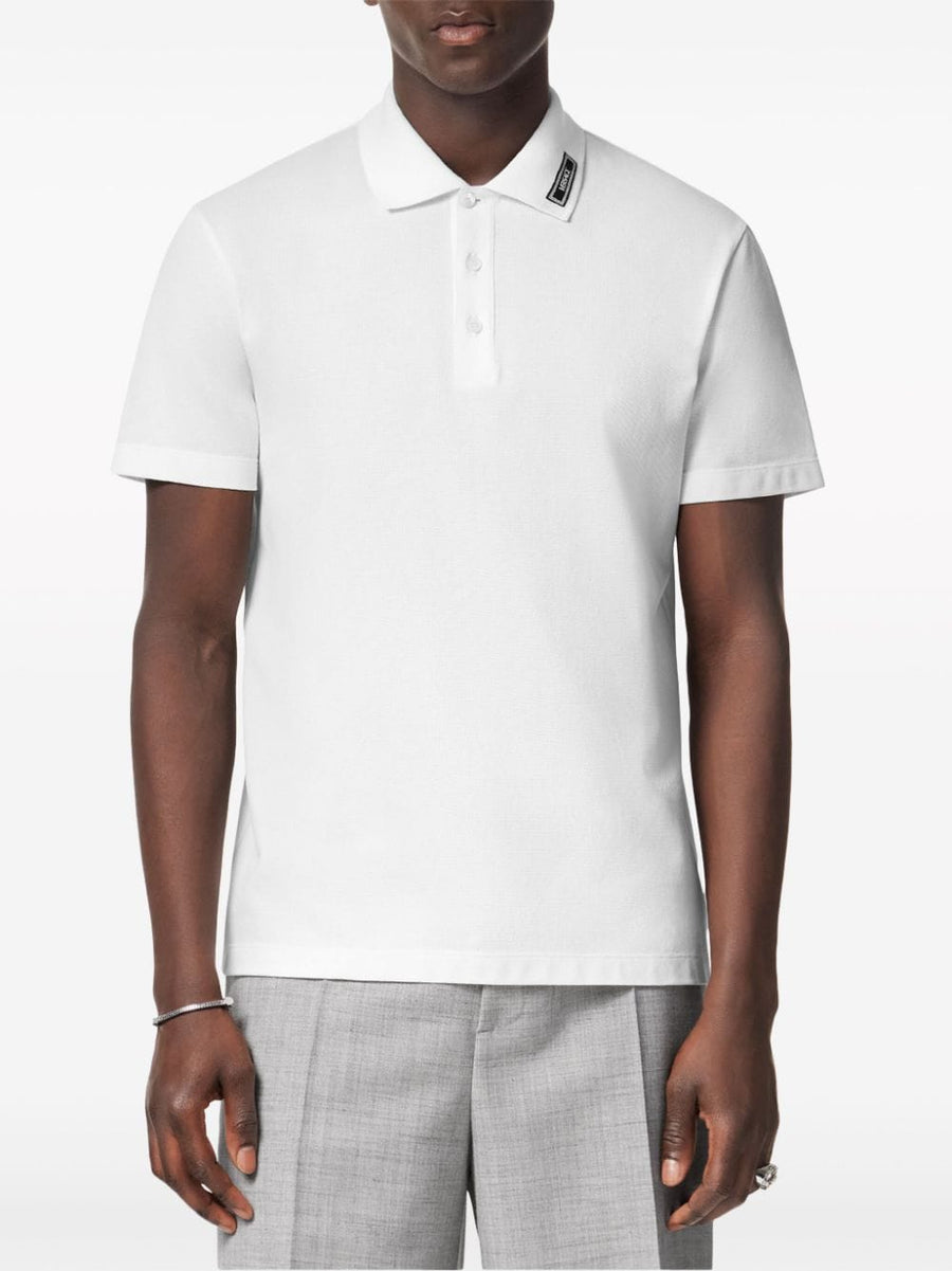 Versace 90s Logo Polo Shirt for Men Premium Piqué Polo with Front Button Logo Patch