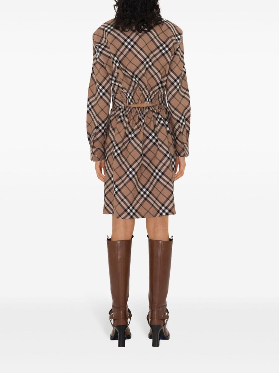 Burberry Beige Nova Check Shirt Dress With Belted Waist And Cutout Details For Women Luxury Edition