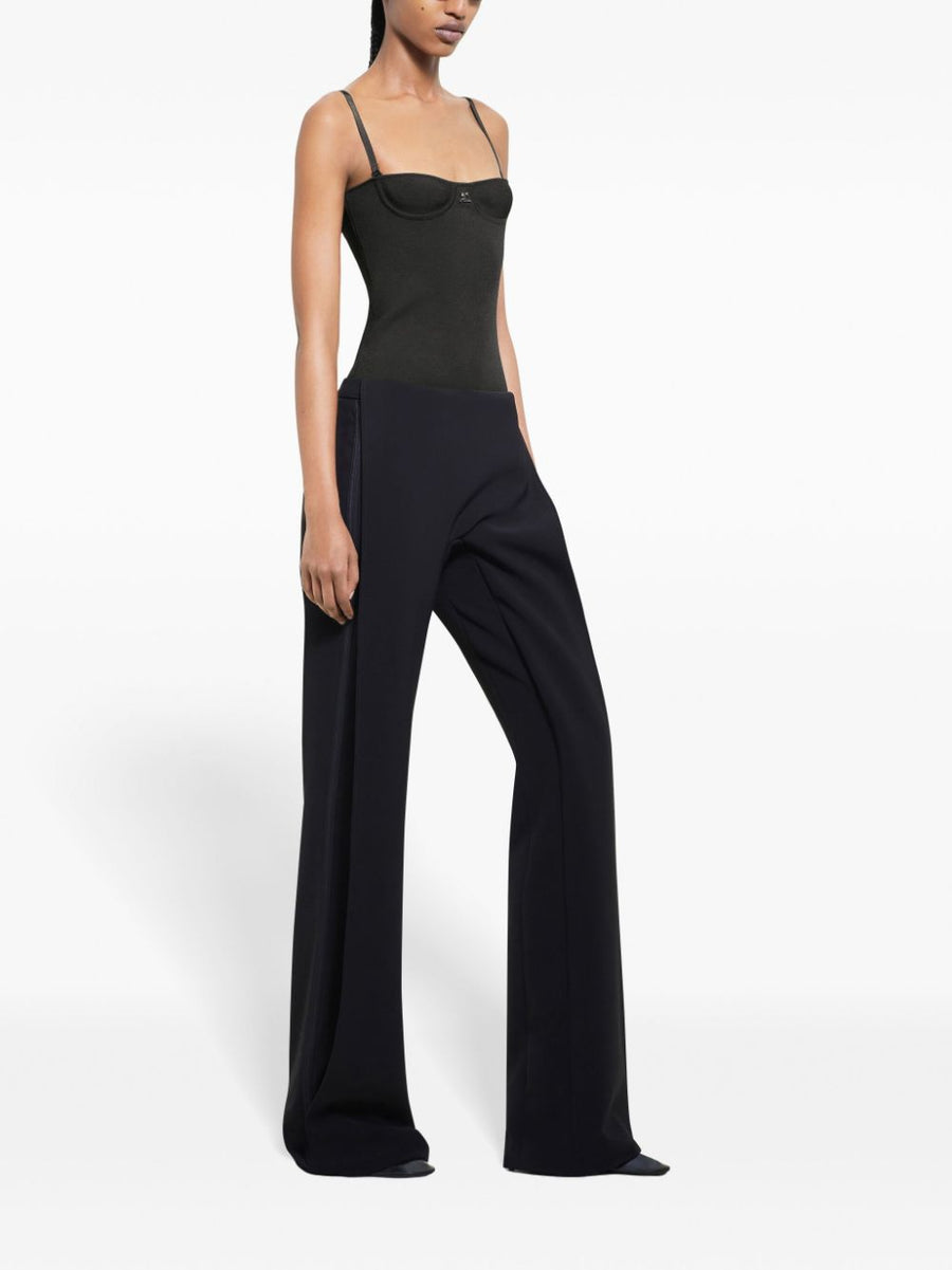 Illusion Trousers Courreges Layered Panel Detailing Mid Rise For Women Office Luxe