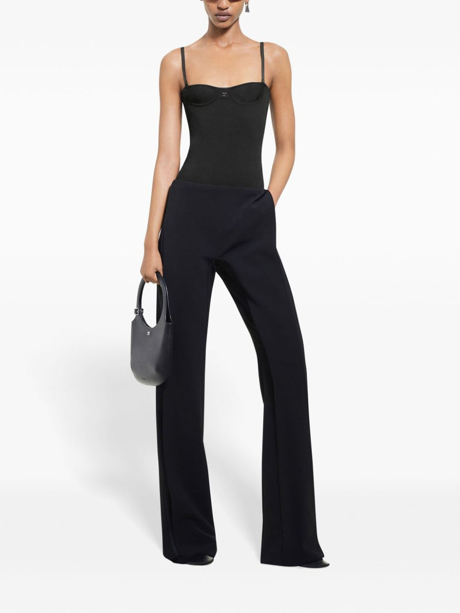 Illusion Trousers Courreges Layered Panel Detailing Mid Rise For Women Office Luxe