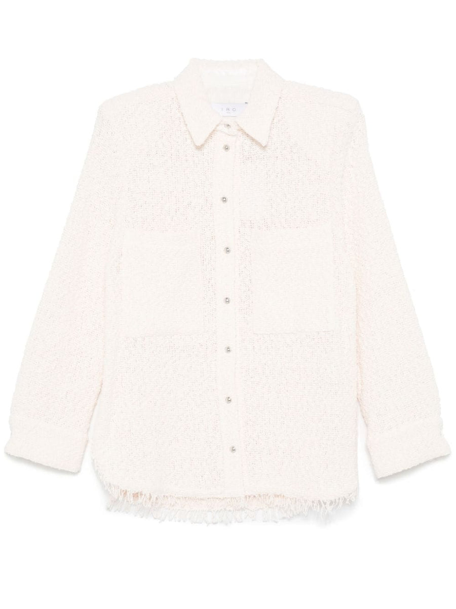 Iro Solaria Tweed Shirt For Women With Powder Pink Boucle And Tactile Texture Refined Silhouette