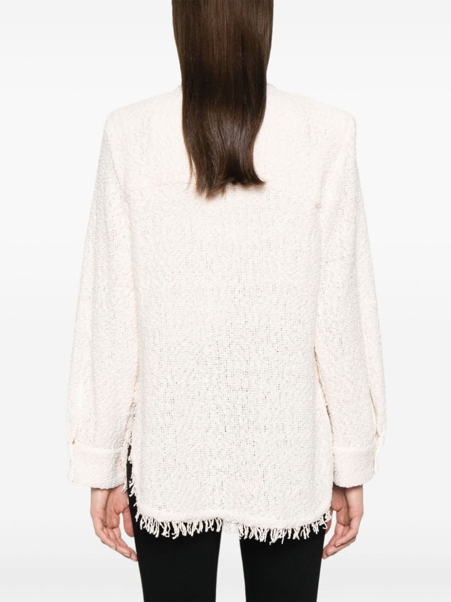 Iro Solaria Tweed Shirt For Women With Powder Pink Boucle And Tactile Texture Refined Silhouette