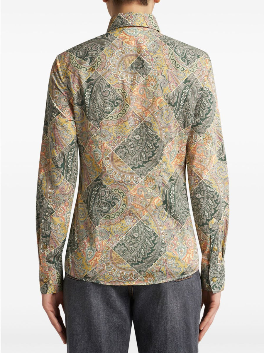 Etro Patchwork Print Poplin Shirt For Women Luxurious Cotton Stretch Comfort Fit All Day