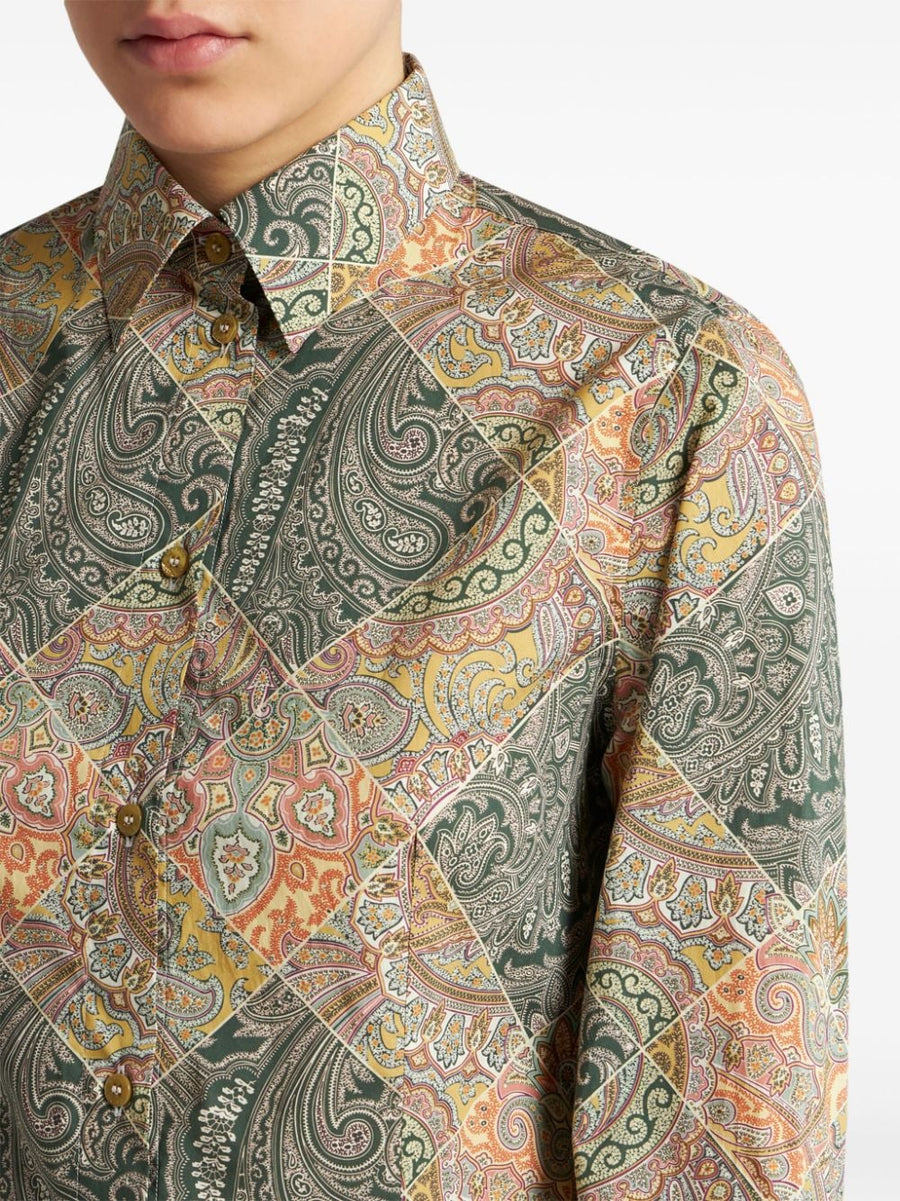 Etro Patchwork Print Poplin Shirt For Women Luxurious Cotton Stretch Comfort Fit All Day