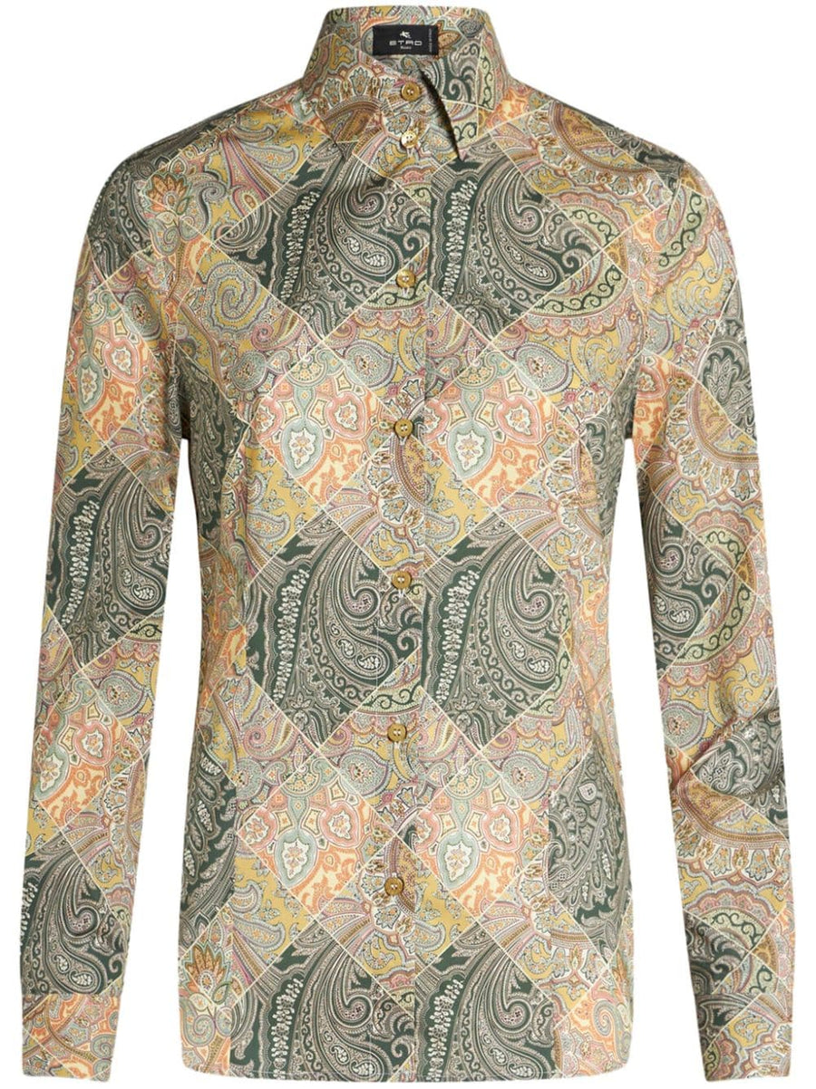 Etro Patchwork Print Poplin Shirt For Women Luxurious Cotton Stretch Comfort Fit All Day
