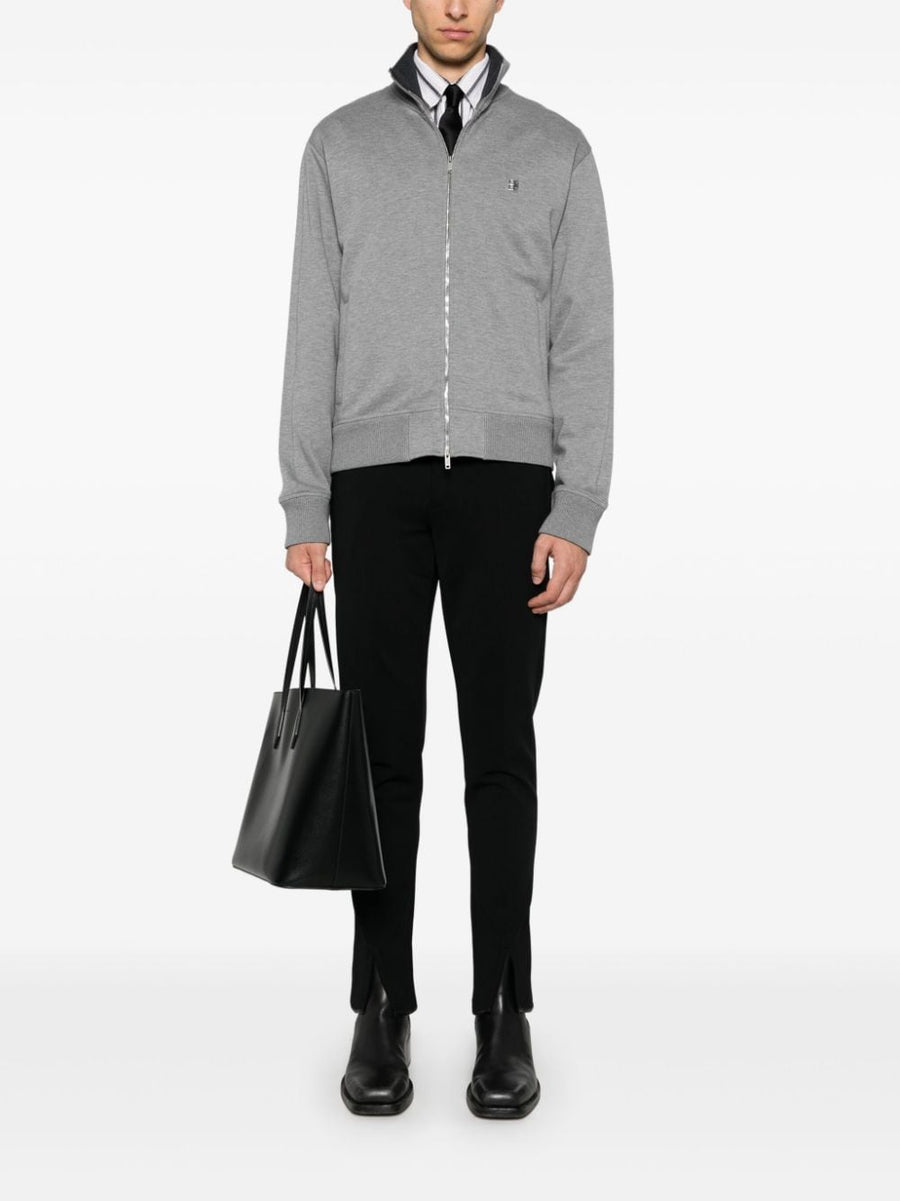 Givenchy Logo Zipped Track Jacket For Men Premium Cotton Blend Grey Two Way Zip