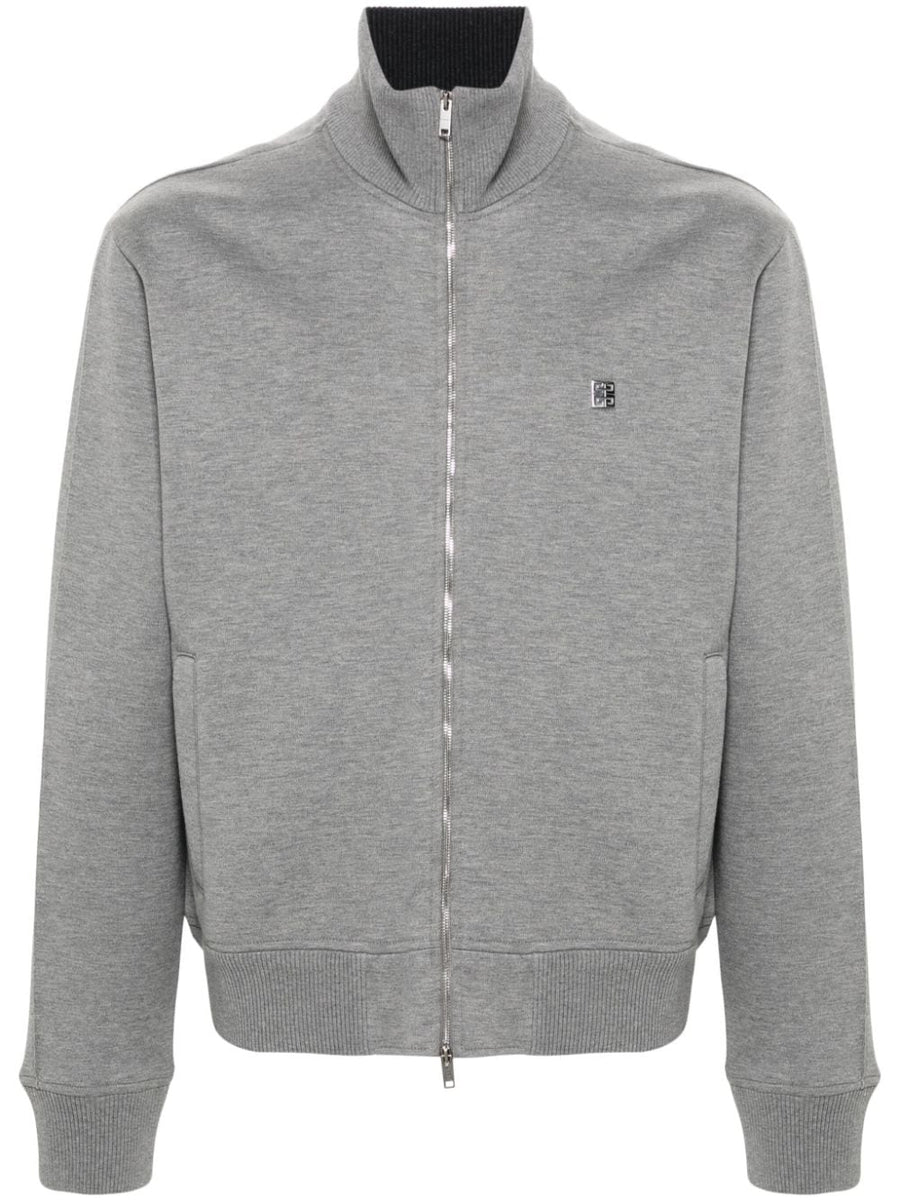 Givenchy Logo Zipped Track Jacket For Men Premium Cotton Blend Grey Two Way Zip