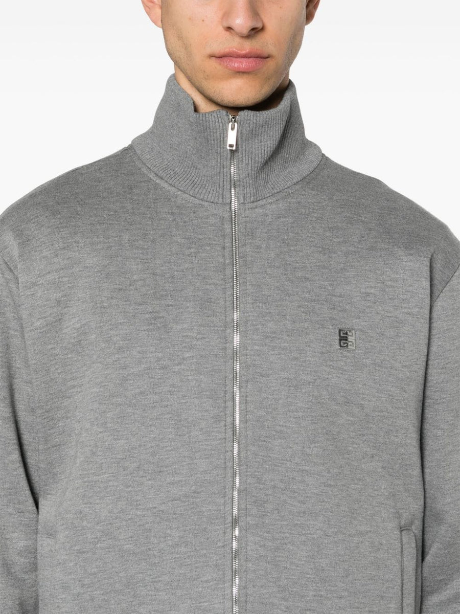 Givenchy Logo Zipped Track Jacket For Men Premium Cotton Blend Grey Two Way Zip