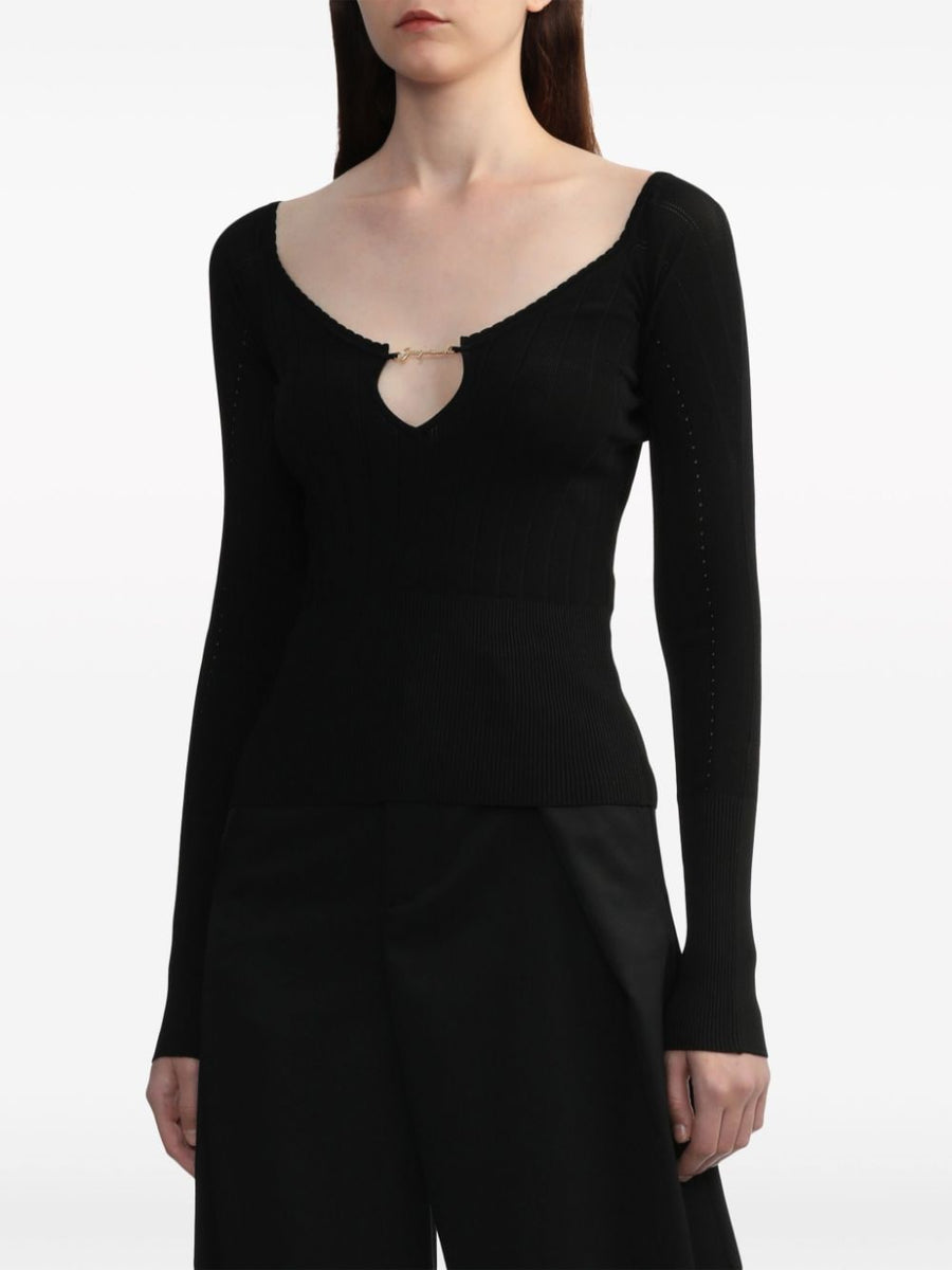 Jacquemus Le Haut Pralu Top Elegant V Neck Ribbed Knit for Women Versatile Luxury Everyday to Evening