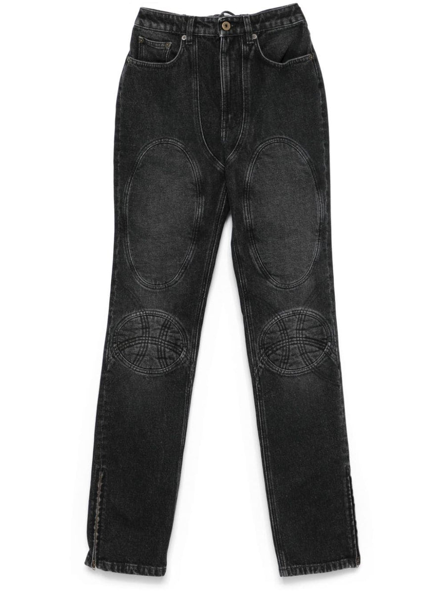 Jean Paul Gaultier Padded Denim Jeans For Women With Padded Panels Black FW24 Premium