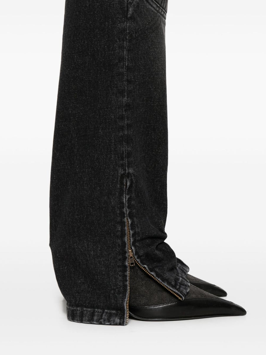 Jean Paul Gaultier Padded Denim Jeans For Women With Padded Panels Black FW24 Premium