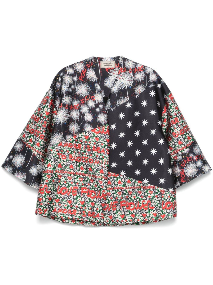 Alessandro Enriquez Printed Kimono Beach Cover Up for Women Luxurious Resortwear With Bold Multicolor Twill Print