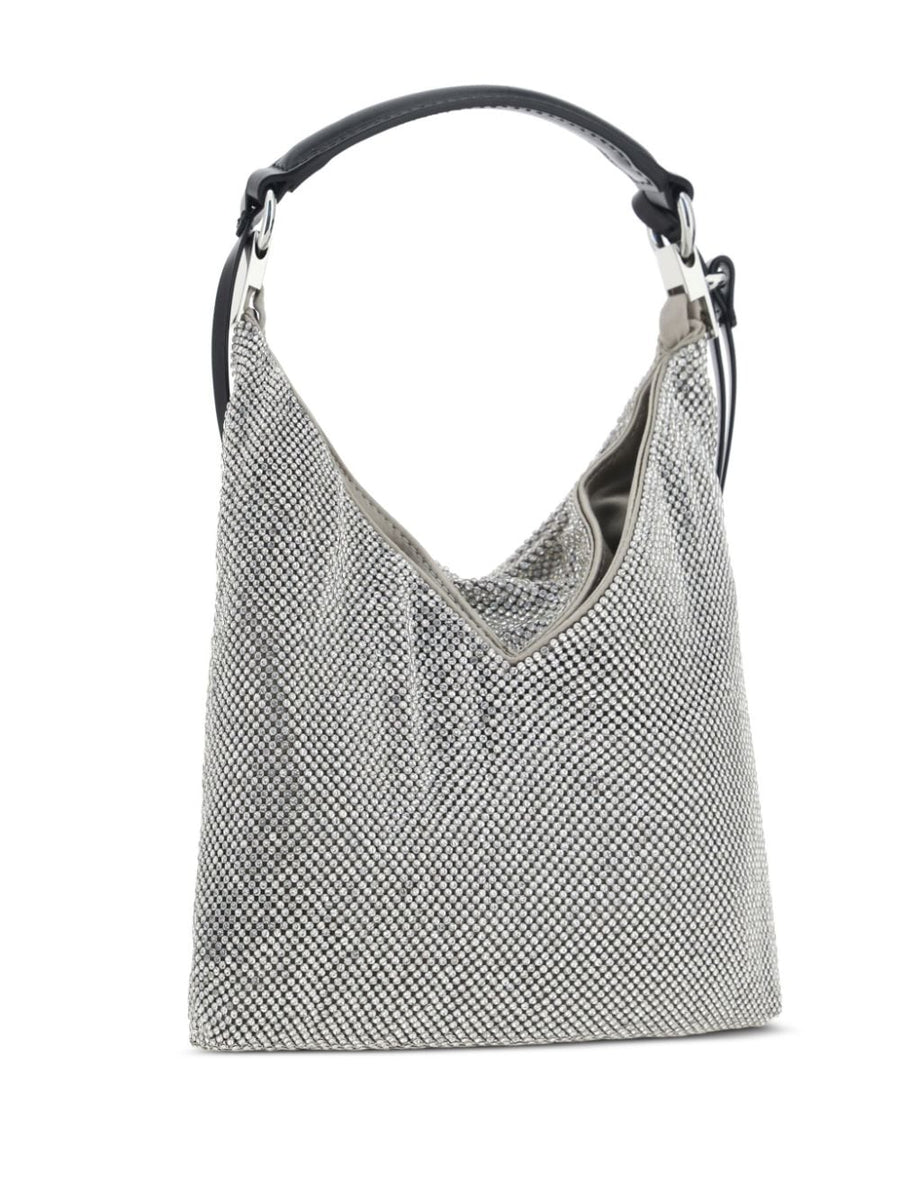Benedetta Bruzziches Bella Ciao Luxe Shoulder Bag Silver Calf Leather Rhinestone Detailing For Women