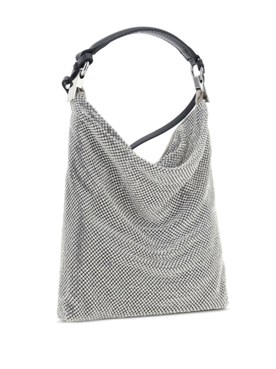 Benedetta Bruzziches Bella Ciao Luxe Shoulder Bag Silver Calf Leather Rhinestone Detailing For Women