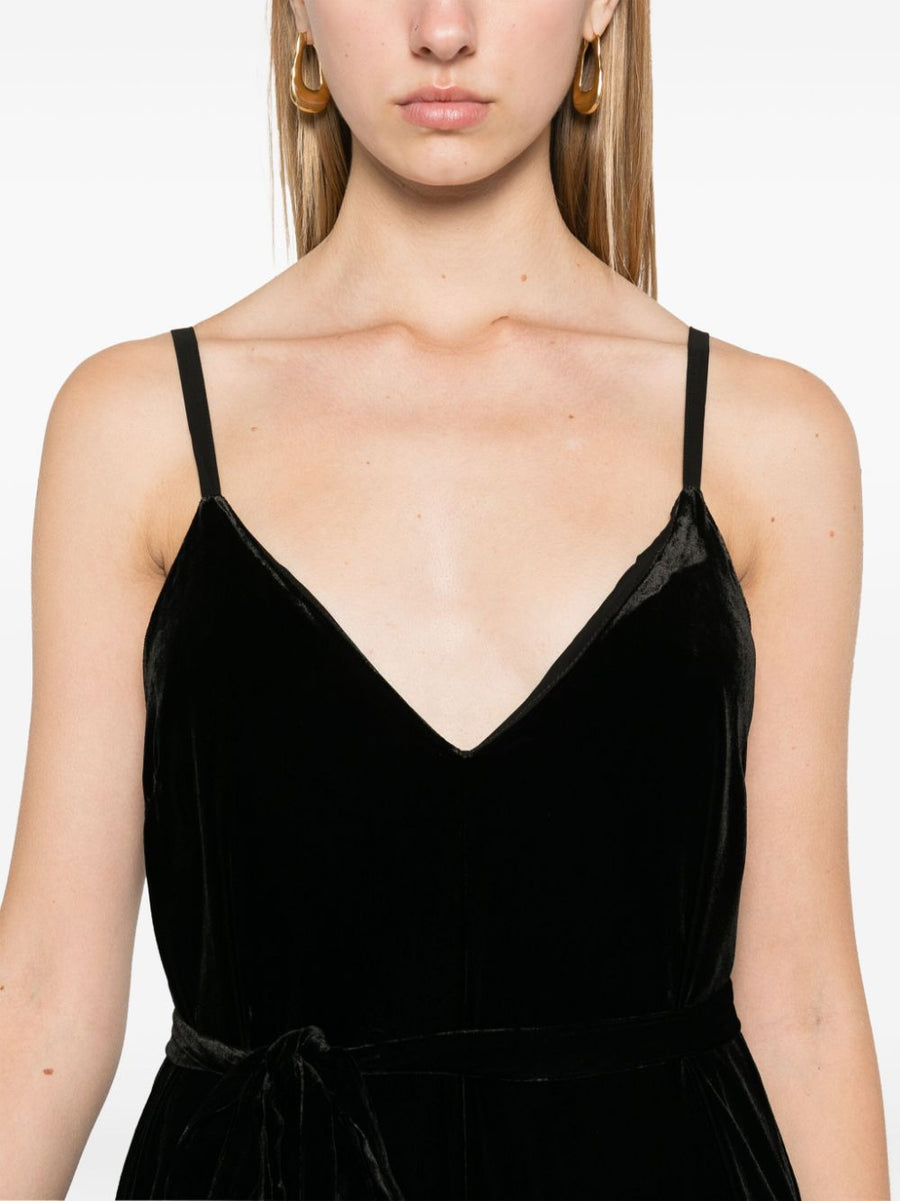 Gold Hawk Velvet Jumpsuit Black V Back Wide Leg Luxury Eveningwear For Women Elegant One Piece Attire
