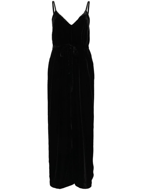 Gold Hawk V-back wide leg Velvet jumpsuit