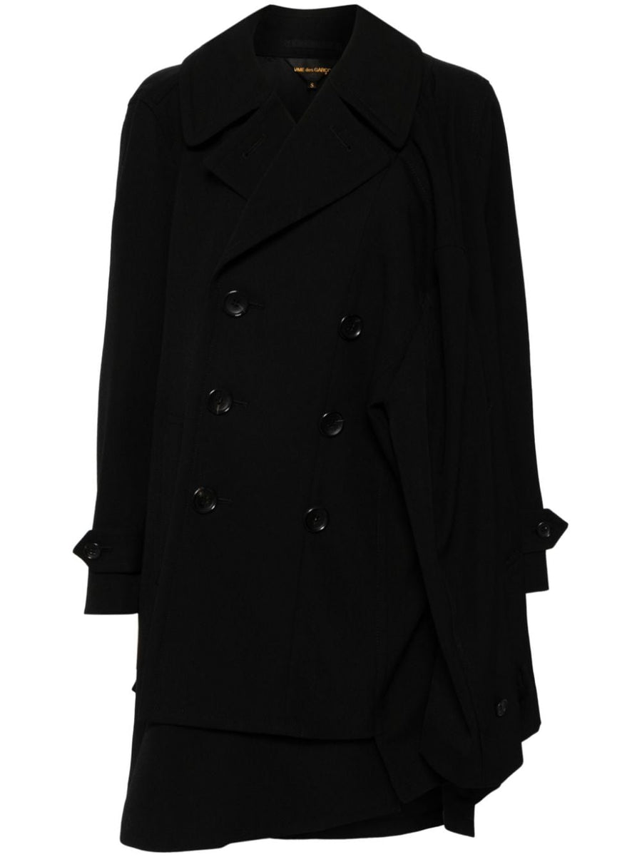 Comme Des Garcons Wool Jacket Women Asymmetric Sleeves Double Breasted Structured Luxury Outerwear