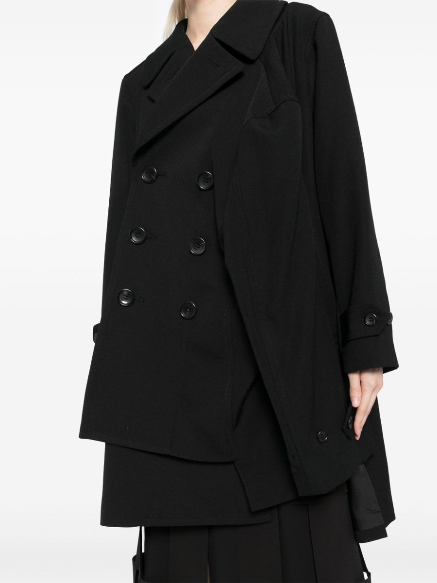 Comme Des Garcons Wool Jacket Women Asymmetric Sleeves Double Breasted Structured Luxury Outerwear
