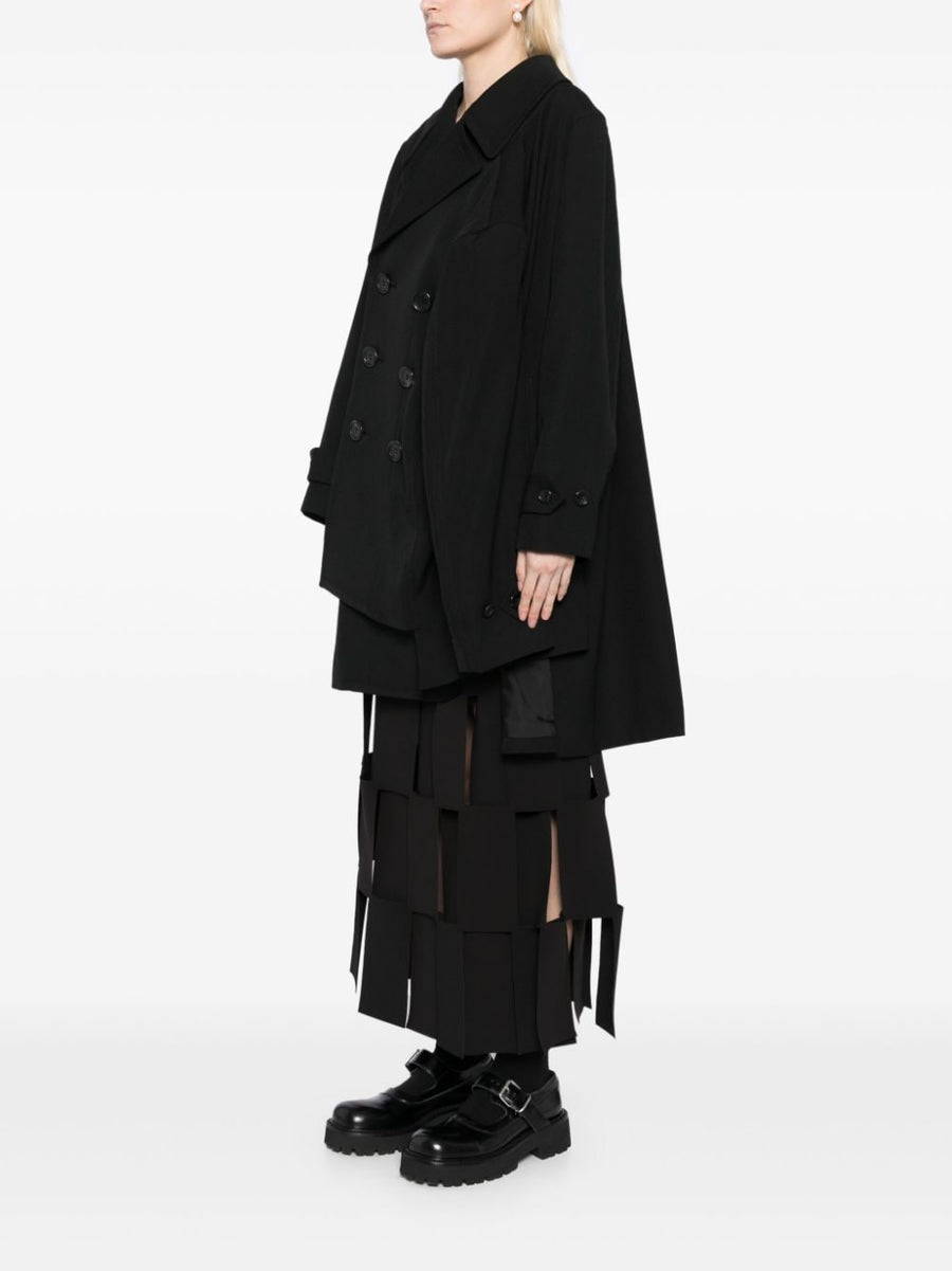 Comme Des Garcons Wool Jacket Women Asymmetric Sleeves Double Breasted Structured Luxury Outerwear