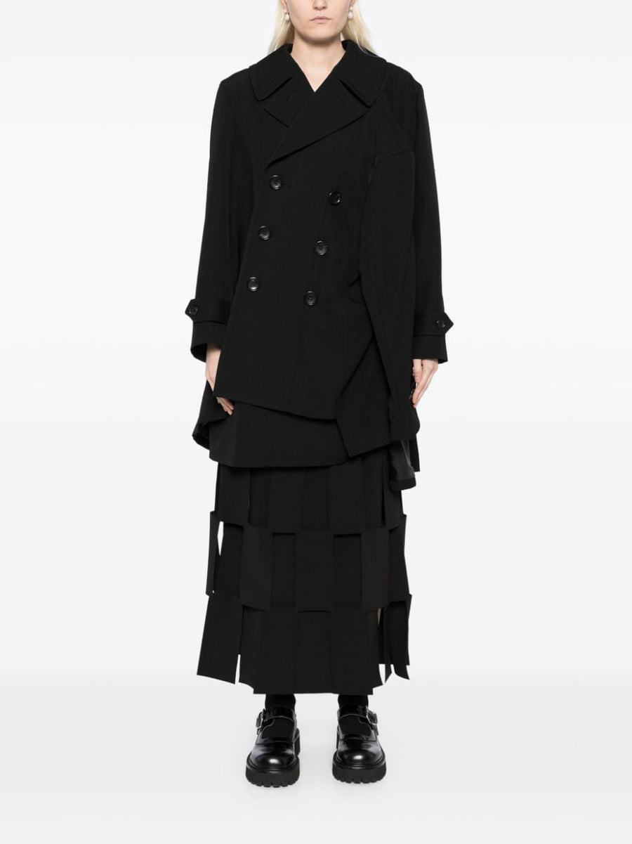 Comme Des Garcons Wool Jacket Women Asymmetric Sleeves Double Breasted Structured Luxury Outerwear