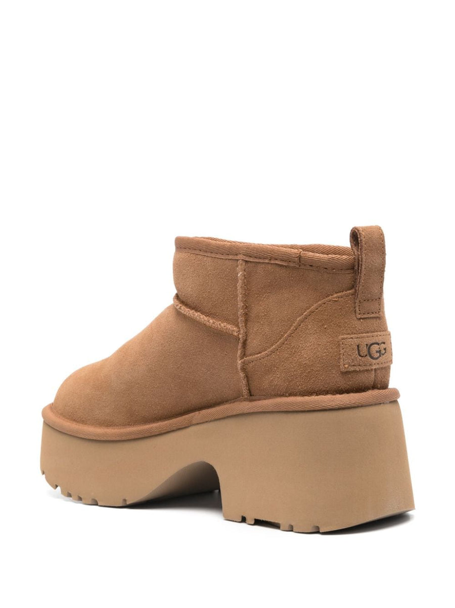 UGG New Heights Ultra Mini Boots For Women Plush Warmth And Cozy Calf Suede Exterior