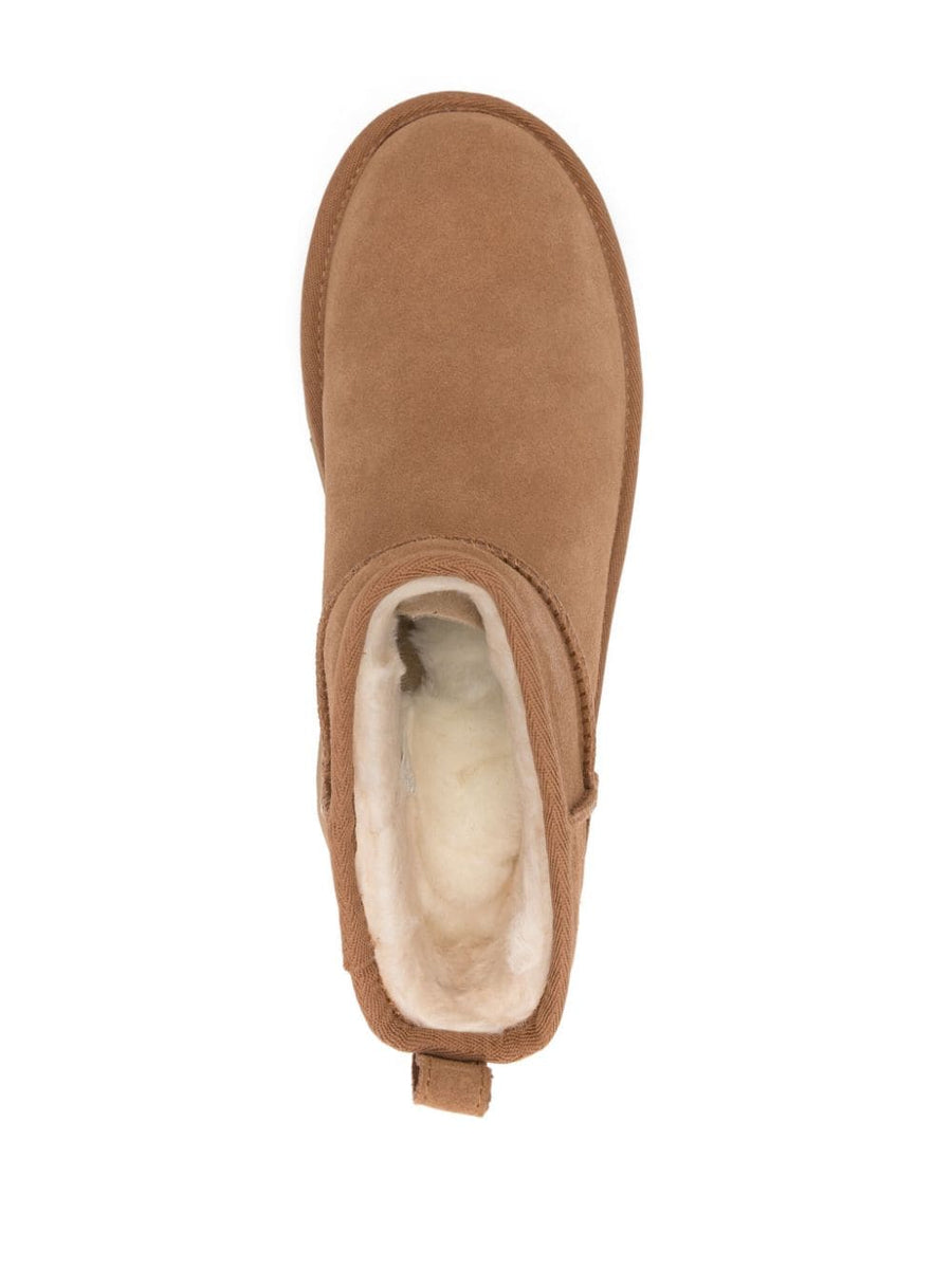UGG New Heights Ultra Mini Boots For Women Plush Warmth And Cozy Calf Suede Exterior