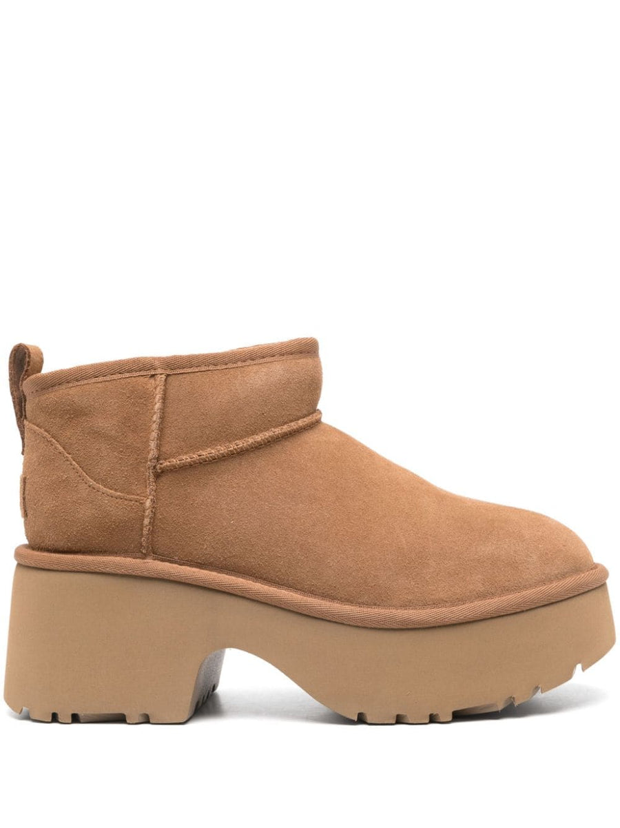 UGG New Heights Ultra Mini Boots For Women Plush Warmth And Cozy Calf Suede Exterior
