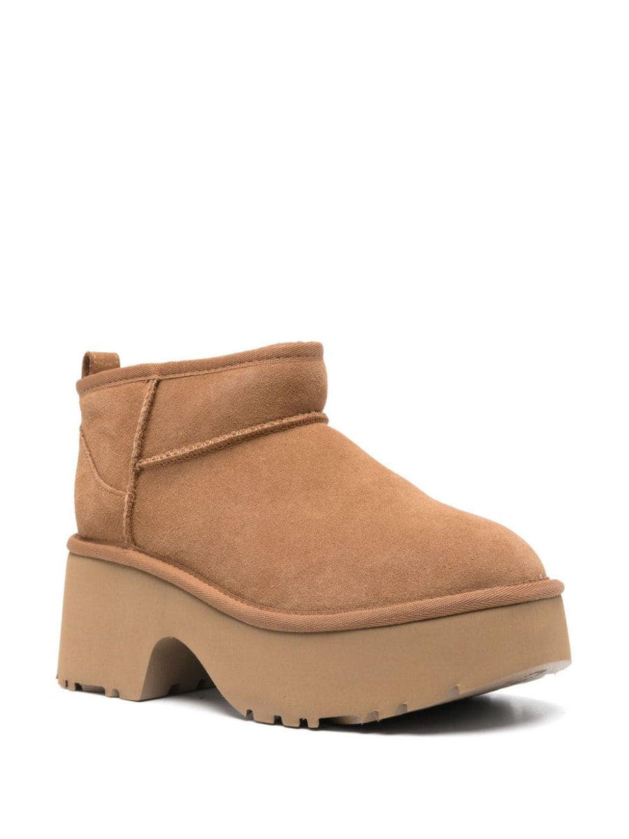 UGG New Heights Ultra Mini Boots For Women Plush Warmth And Cozy Calf Suede Exterior