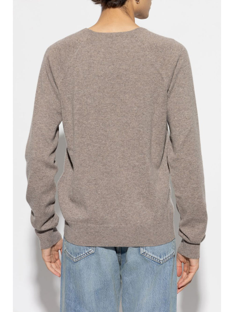 Saint Laurent Cashmere Sweater For Men With Mélange Knit And Cassandre Embroidery